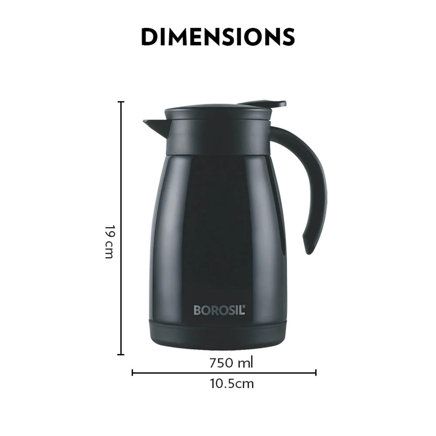 Borosil Stainless Steel 750ml Teapot with Handle